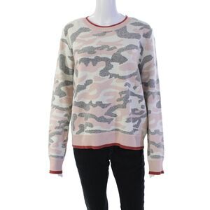 Fate. Womens Knit Camoflage Round Neck Pullover Sweater Top Pink Size L